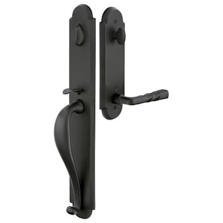 Emtek Greeley Single Cylinder Keyed Entry Sandcast Bronze Handleset Flat Black