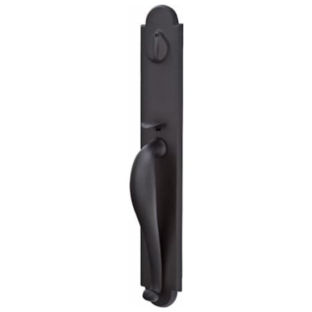 Emtek Greeley Double Cylinder Keyed Entry Sandcast Bronze Handleset Flat Black