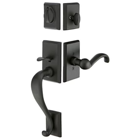 Emtek Rectangular Sectional Double Cylinder Keyed Entry Sandcast Bronze Handleset Flat Black