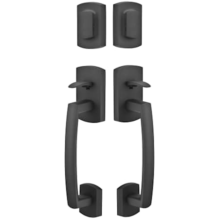 Emtek Ridgemont Double Cylinder Keyed Entry Grip by Grip Handleset from the Rustic Modern Collection Flat Black