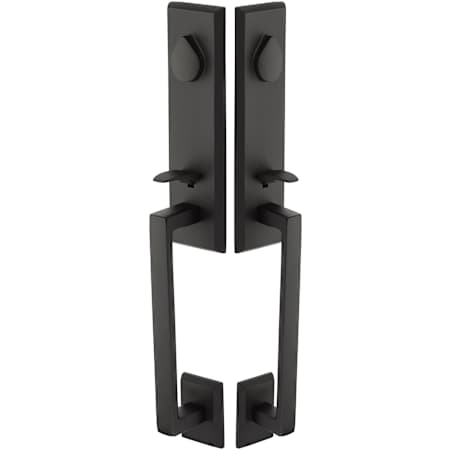 Emtek Rustic Modern Rectangular One Piece Grip by Grip Dummy Handleset from the Sandcast Bronze Collection Flat Black Bronze