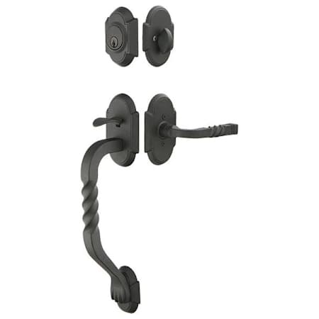 Emtek San Carlos Single Cylinder Keyed Entry Wrought Steel Sectional Handleset Flat Black