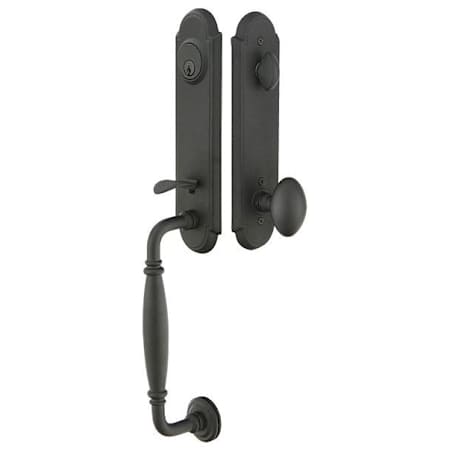 Emtek Normandy Double Cylinder Keyed Entry Wrought Steel Monolithic Handleset Flat Black