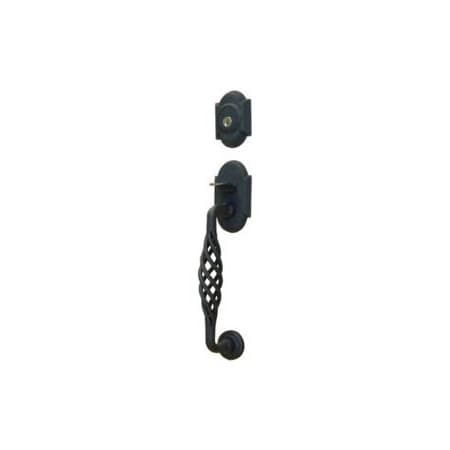Emtek Lafayette Double Cylinder Keyed Entry Wrought Steel Sectional Handleset Flat Black