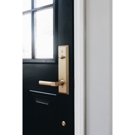 Poignée De Porte Entrée Clé Simple Emtek Brighton - Finition Bronze Blanc Vieilli - Style Transitionnel