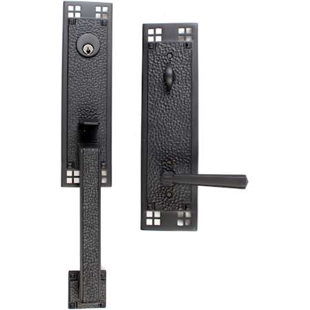 Emtek Arts and Crafts Single Cylinder Keyed Entry Designer Brass Handleset Flat Black