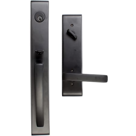 Emtek Orion Single Cylinder Keyed Entry Brass Modern Handleset Flat Black