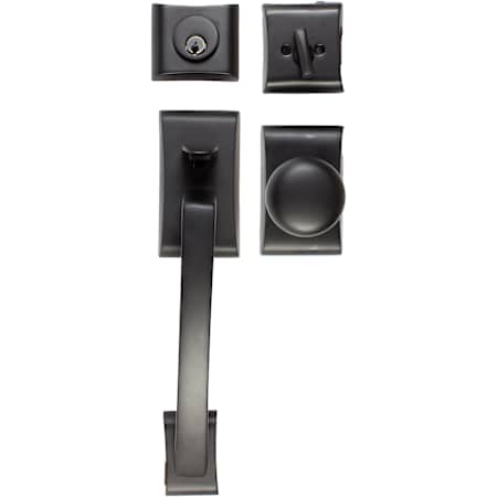 Emtek Ares Single Cylinder Entrance Handleset from the Brass Modern Series Flat Black