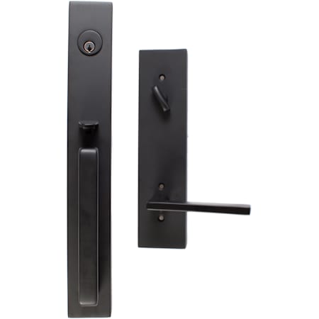 Emtek Lausanne Single Cylinder Keyed Entry Handleset from the Contemporary Collection Flat Black