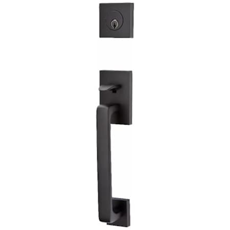 Emtek Baden Sectional Single Cylinder Keyed Entry Handleset with Laurent Interior Knob Flat Black