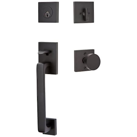 Emtek Baden Sectional Single Cylinder Keyed Entry Handleset with Round Interior Knob Flat Black