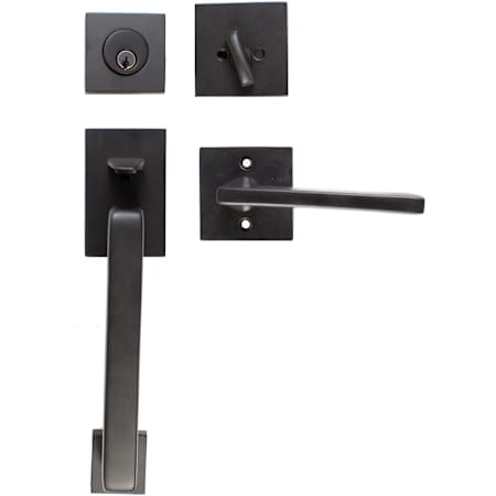Emtek Baden Solid Brass Sectional Single Cylinder Keyed Entry Handleset Flat Black