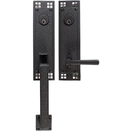 Emtek Arts and Crafts Double Cylinder Keyed Entry Designer Brass Handleset Flat Black