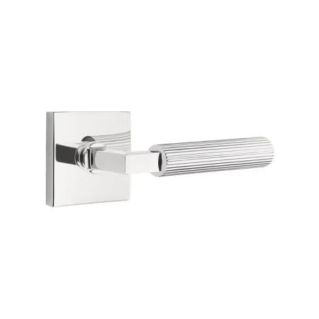Emtek Dummy Select L-Square Straight Knurled Lever with Square Rosette Polished Chrome
