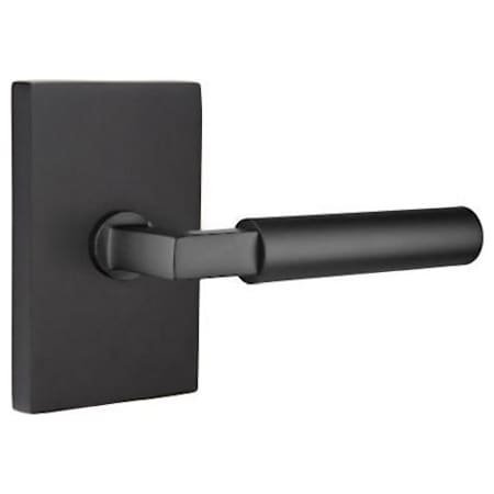 Emtek Hercules Right Handed Non-Turning Two-Sided Dummy Door Lever Set with Modern Rectangular Rose from the Brass Modern Collection Flat Black