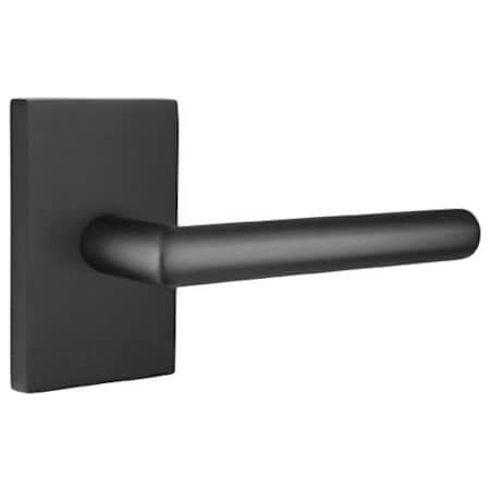 Emtek Stuttgart Right Handed Non-Turning Two-Sided Dummy Door Lever Set with Modern Rectangular Rose from the Brass Modern Collection Flat Black