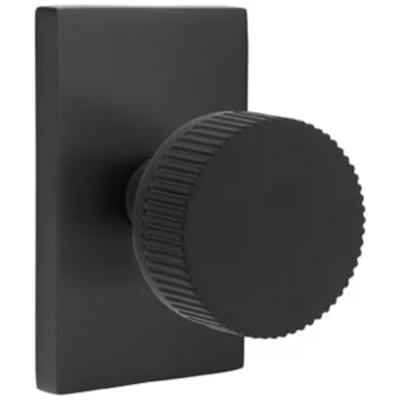 Emtek SELECT Dummy Conical Straight Knurled Knob with Modern Rectangular Rosette Flat Black