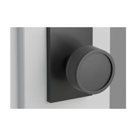 Emtek Dummy Select Conical Knurled Knob with Modern Rectangular Rosette Flat Black