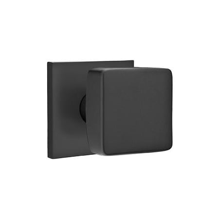 Emtek Modern Square Reversible Non-Turning Two-Sided Dummy Door Knob Set from the Brass Modern Collection Flat Black