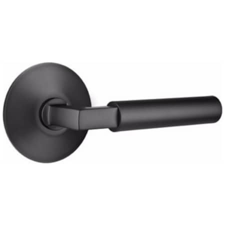 Emtek Hercules Left Handed Passage Door Lever Set with Modern Rose from the Brass Modern Collection Flat Black