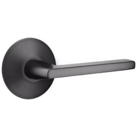 Emtek Helios Left Handed Passage Door Lever Set with Modern Rose from the Contemporary Collection Flat Black