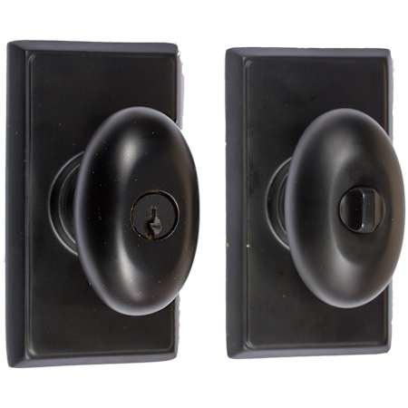 Emtek Solid Brass Egg Single Cylinder Keyed Entry Door Knob Set from the American Classic Collection Flat Black