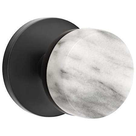 Emtek White Marble Passage Door Knob Set from the SELECT Collection Flat Black