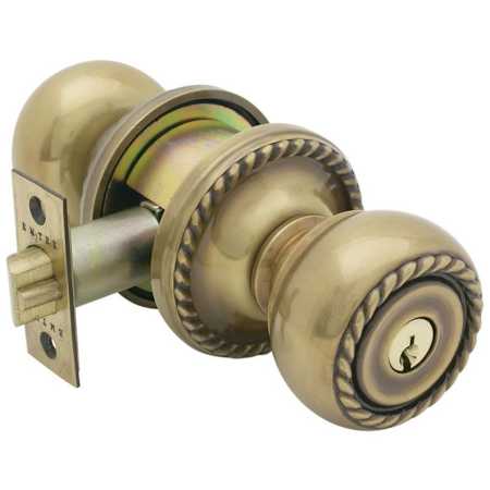 Emtek Rope Knob Single Cylinder Keyed Entry Designer Brass Knobset French Antique