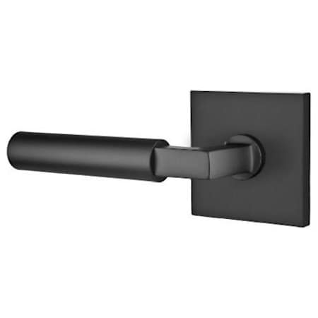 Emtek Hercules Left Handed Passage Door Lever Set with Square Rose from the Brass Modern Collection Flat Black
