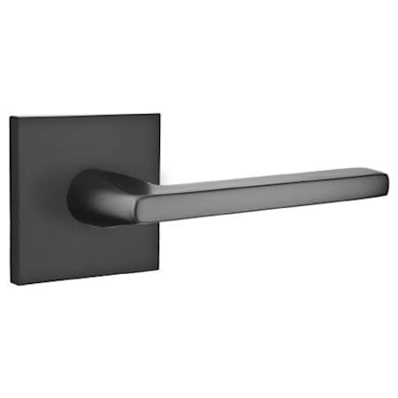 Emtek Helios Left Handed Passage Door Lever Set with Square Rose Flat Black