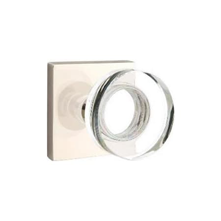Emtek Modern Disc Passage Door Knob Set with Square Rose from the Brass Modern Crystal Collection Polished Nickel