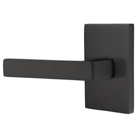 Emtek Dumont Left Handed Passage Door Lever Set with Modern Rectangular Rose from the Brass Modern Collection Flat Black