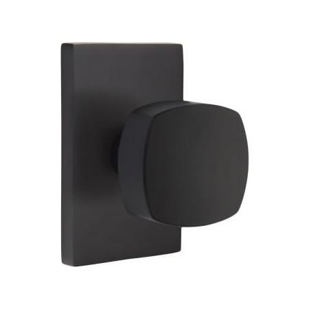 Emtek Freestone Passage Door Knob Set with Modern Rectangular Rose from the Urban Modern Collection Flat Black