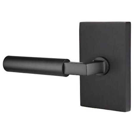 Emtek Hercules Left Handed Passage Door Lever Set with Modern Rectangular Rose from the Brass Modern Collection Flat Black