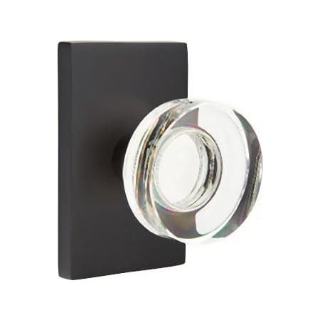 Emtek Modern Disc Passage Door Knob Set with Modern Rectangular Rose from the Brass Modern Crystal Collection Flat Black
