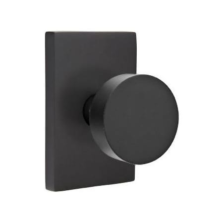 Emtek Round Knobset Passage Door Knob Set with Modern Rectangular Rose Flat Black