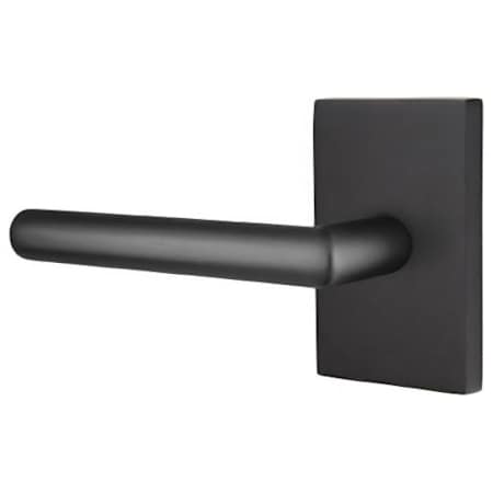 Emtek Stuttgart Left Handed Passage Door Lever Set with Modern Rectangular Rose from the Brass Modern Collection Flat Black