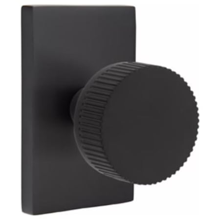 Emtek Passage Select Conical Straight Knurled Knob with Modern Rectangular Rosette Flat Black