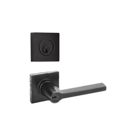 Emtek Helios Keyed Entry Lever Set and Deadbolt Combo with Square Rose from the Brass Modern Collection Flat Black