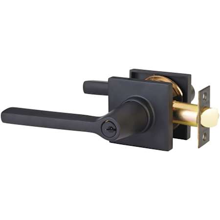 Emtek Helios Left Handed Single Cylinder Keyed Entry Door Lever Set with Square Rose Flat Black