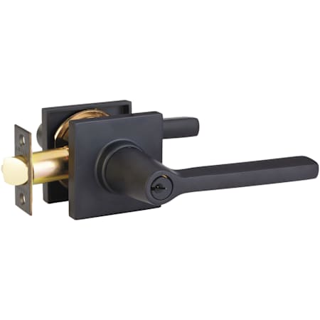 Emtek Helios Right Handed Single Cylinder Keyed Entry Door Lever Set with Square Rose Flat Black
