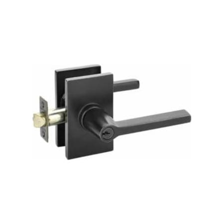 Emtek Helios Right Handed Single Cylinder Keyed Entry Door Lever Set with Modern Rectangular Rose Flat Black