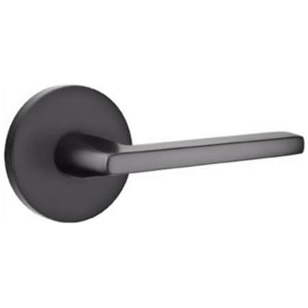 Emtek Helios Left Handed Privacy Door Lever Set with Disk Rose from the Brass Modern Collection Flat Black