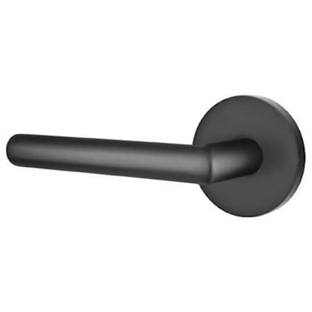 Emtek Stuttgart Left Handed Privacy Door Lever Set with Disk Rose from the Brass Modern Collection Flat Black