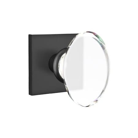 Emtek Hampton Glass Privacy Door Knobset with Brass Rosette Flat Black