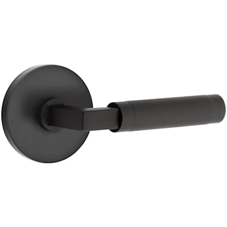 Emtek Knurled Privacy Door Lever Set from the SELECT Brass Collection Flat Black