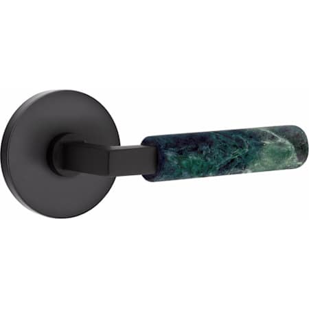 Emtek Green Marble Privacy Door Lever Set from the SELECT Collection Flat Black