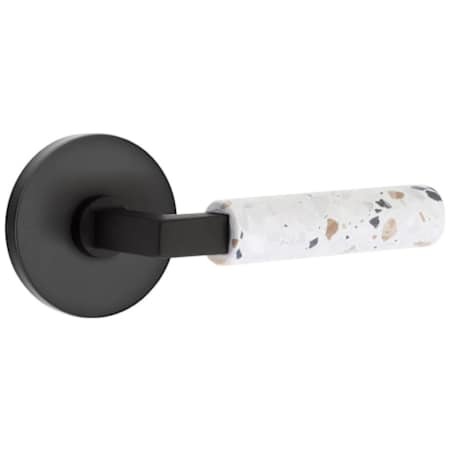 Emtek Terrazzo Privacy Door Lever Set from the SELECT Collection Flat Black