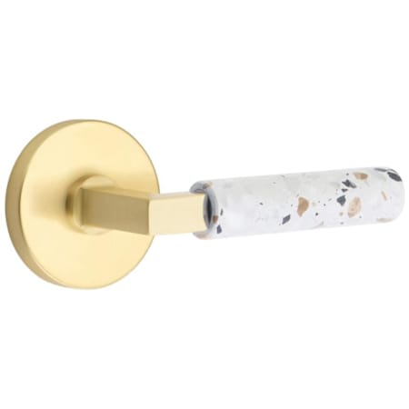 Emtek Terrazzo Privacy Door Lever Set from the SELECT Collection Satin Brass