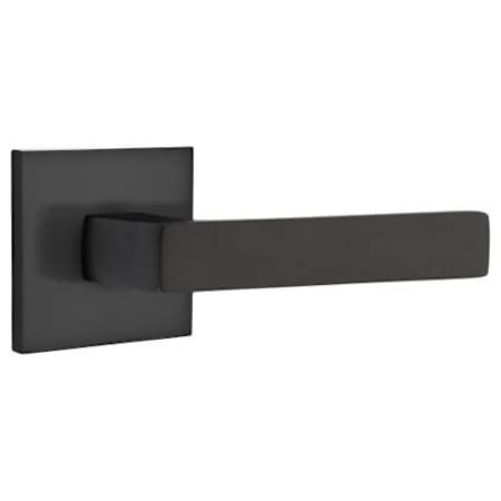 Emtek Dumont Right Handed Privacy Door Lever Set with Square Rose from the Brass Modern Collection Flat Black
